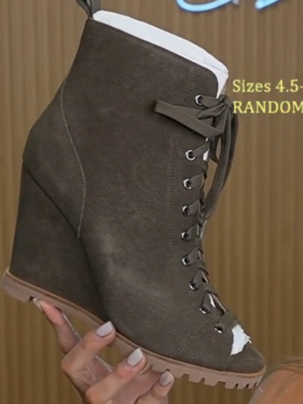 Paolo Olive Green Lace-Up Wedge Bootie